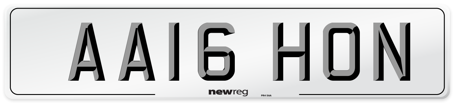 AA16 HON Number Plate from New Reg